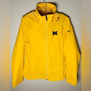 Columbia University of Michigan Yellow Wind Breaker Rain Jacket Hooded Size: M